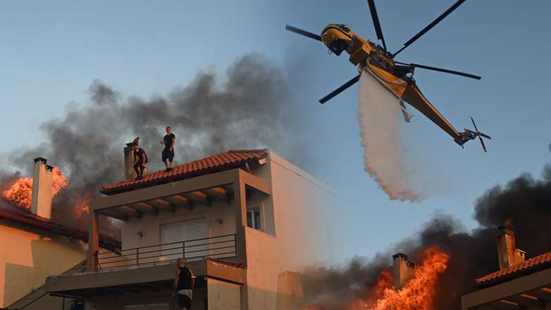 Φωτιά στη Δροσοπηγή Αττικής: Καίγονται σπίτια στο Κρυονέρι